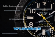 Breitling Avenger Seawolf Code Yellow Swiss ETA 2836 Automatic PVD Case with Black Dial and Black Leather Strap Yellow Second Hand (H)