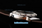 Tag Heuer Formula 1 Quartz Movement Silver Case with Diamond Bezel-Brown Dial and Brown Leather Strap-Lady Size