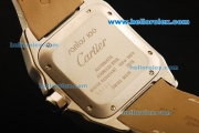 Cartier Santos 100 Swiss ETA 2671 Automatic Movement Steel Case with Light Green Dial and White Leather Strap - 1:1 Original