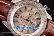 Breitling Bentley Barnato Racing Chrono Miyota OS20 Quartz Steel Case with Silver Dial Diamonds Bezel and Stick Markers