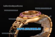 Rolex Datejust Pearlmaster Asia 2813 Automatic Yellow Gold Case/Bracelet with Pink Diamonds Bezel Roman Numeral Markers and Diamonds Dial (BP)