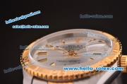 Rolex Datejust Automatic Two Tone Strap with Gold Bezel and Silver Dial