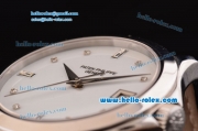 Patek Philippe Calatrava Swiss ETA 2836 Automatic Steel Case with Alligator Strap and White Dial