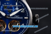 IWC Big Pilot Double Tourbillon Asia ST28 Automatic PVD Case with Blue Dial and Brown Leather Strap Stick/Arabic Numeral Markers