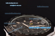 Ferrari Chrono Miyota OS20 Quartz Steel Case PVD Bezel with Steel Strap and Black Dial Stick Markers