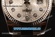 Rolex Datejust Clone Rolex 3135 Automatic Stainless Steel Case/Bracelet with Silver Dial and Diamonds Markers - 1:1 Original (MARK F)