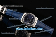 Rolex Day-Date Asia 2813 Automatic Steel Case with Blue Leather Strap Stick Markers and Blue Dial (BP)