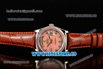 Rolex Day-Date Asia 2813/Swiss ETA 2836/Clone Rolex 3135 Automatic Steel Case with Diamonds Markers and Orange MOP Dial (BP)