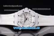 Audemars Piguet Royal Oak Offshore Diver Clone AP Calibre 3120 Automatic Ceramic Case with White Dial and White Rubber Strap (EF)