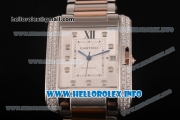 Cartier Tank Anglaise Miyota 9015 Automatic Two Tone Case/Bracelet with Silver Dial and Diamonds Markers - Diamonds Bezel
