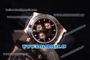 Rolex Daytona Clone Rolex 4130 Automatic Rose Gold Case with Black Black Leather Strap and Stick Markers - 1:1 Original (EF)