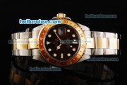 Rolex GMT-Master II Oyster Perpetual Automatic Two Tone with Wine/Yellow Bezel,Wine Dial and White Round Bearl Marking