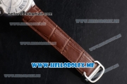 Cartier Ballon Bleu De Large Asia 2813 Automatic Steel Case with Silver Dial and Brown Leather Strap Roman Numeral Markers