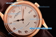 Patek Philippe Calatrava Swiss ETA 2836 Automatic Rose Gold Case and Brown Leather Strap White Dial with Roman Markers