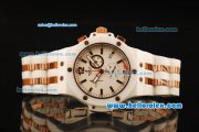 Hublot Big Bang Chronograph Miyota Quartz Movement White Ceramic Case with Two Tone Strap