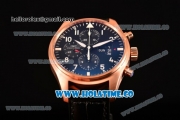 IWC Pilot’s Watch Chronograph Swiss Valjoux 7750 Automatic Rose Gold Case with Black Dial and White Arabic Numeral - 1:1 Original