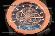 Hublot Classic Fusion Skeleton Chrono Miyota Quartz PVD Case with Skeleton Dial Rose Gold Bezel and Stick Markers