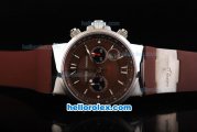 Ulysse Nardin Maxi Marine Swiss Valjoux 7750 Automatic Movement Brown Dial with Brown Rubber Strap