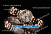 Cartier Ballon Bleu De Small Swiss Quartz Rose Gold Case/Bracelet with Silver Dial and Black Roman Numeral Markers