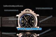 Panerai Chrono PAM 212 Flyback 1950 Swiss Valjoux 7750 Automatic Movement Steel Case with Green Markers-Black Grid Dial and Black Rubber Strap