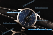 Breitling Transocean Automatic Steel Case with Blue Dial and Black Leather Strap