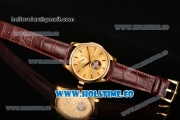 Patek Philippe Calatrava Tourbillon Swiss ETA 2824 Automatic Yellow Gold Case with Stick Markers and Gold Dial