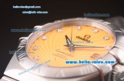 Omega Constellation Swiss ETA 2836 Automatic Full Steel Case with Yellow Dial and Diamond Markers