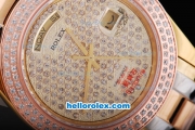 Rolex Day-Date Automatic Movement Rose Gold&Diamond Bezel with Full Diamond Dial