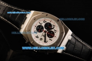 Audemars Piguet Royal Oak Chronograph Quartz Movement Steel Case with White Dial and Black Leather Strap