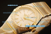 Omega Constellation Swiss Quartz Steel Case with Diamond Bezel and Silver Dial-Stick Markers