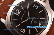 Panerai Luminor Base Pam 000 Swiss 6497 Manual Winding Steel Case with Black Dial and Brown Leather Strap