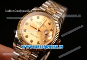 Rolex Datejust 37mm Swiss ETA 2836 Automatic Two Tone with Gold Dial and Diamonds Markers