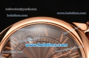 Cartier Ballon Bleu De Medium Chrono Miyota Quartz Rose Gold Case with Brown Dial and Roman Numeral Markers