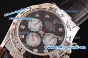 Rolex Daytona Swiss Valjoux 7750-SHG Automatic Steel Case with Black Dial and Black Leather Strap