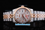 Rolex Datejust Automatic Movement with Rose Gold Bezel and Diamond Marking-Small Calendar