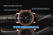 Patek Philippe Grand Complication 9015 Auto Rose Gold Case with Black Dial and Black Leather Strap