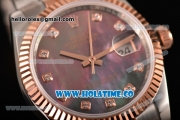 Rolex Datejust Swiss ETA 2836 Automatic Two Tone with Black MOP Dial and Diamonds Markers