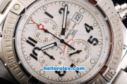 Breitling Avenger Chronograph Miyota Quartz Movement Full Steel with White Dial and Black Numeral Markers-Small Calendar