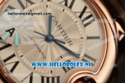 Cartier Ballon Bleu De Medium Swiss ETA 2671 Automatic Rose Gold Case Silver Dial Roman Numeral Markers and Brown Genuine Leather Strap - 1:1 Original