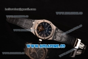 Audemars Piguet Royal Oak 41MM Swiss Tourbillon Manual Winding Steel Case with Blue Dial Stick Markers and Black Leather Strap (FT)
