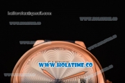 Cartier Rotonde De Swiss Quartz Rose Gold Case with Blue Leather Strap with White Guilloche Dial
