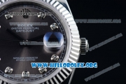 Rolex Datejust II Swiss ETA 2836 Automatic Steel Case with Black Dial Diamonds Markers and Stainless Steel Bracelet (BP)