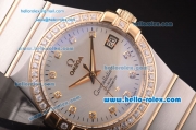 Omega Constellation Co-Axial Swiss ETA 2824 Automatic Two Tone Case with Diamond Bezel/Markers and White Dial
