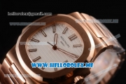 Patek Philippe Nautilus Miyota 9015 Automatic 18K Rose Gold Case/Bracelet with White Dial and Stick Markers (BP)