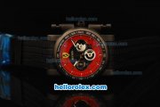 Ferrari Chronograph Quartz Movement 7750 Coating Case with Black/Red Dial and Black Rubber Strap