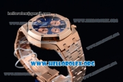 Audemars Piguet Royal Oak 41MM Chronograph Swiss Valjoux 7750 Automatic Rose Gold Case/Bracelet with Blue Dial (EF)