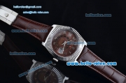 Rolex Sky-Dweller Asia 2813 Automatic Stainless Steel Case with Brown Leather Strap and Brown Dial