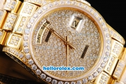 Rolex Day-Date Oyster Perpetual Swiss ETA 2836 Automatic Movement ETA Case Full Gold and Diamond with Diamond Dial