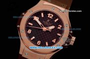 Hublot Big Bang Swiss Quartz Movement Rose Gold Case and Bezel with Brown Dial-Brown Rubber Strap