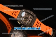 Richard Mille RM11-03 Swiss Valjoux 7750 Automatic Carbon Fiber Case Skeleton Dial With Arabic Numeral Markers Orange Rubber Strap 1:1 Original(KV)